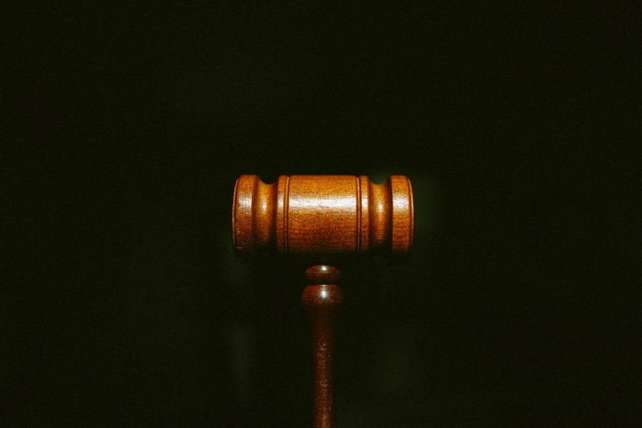 Gavel on black background