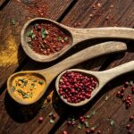 Wooden spoons with herbs